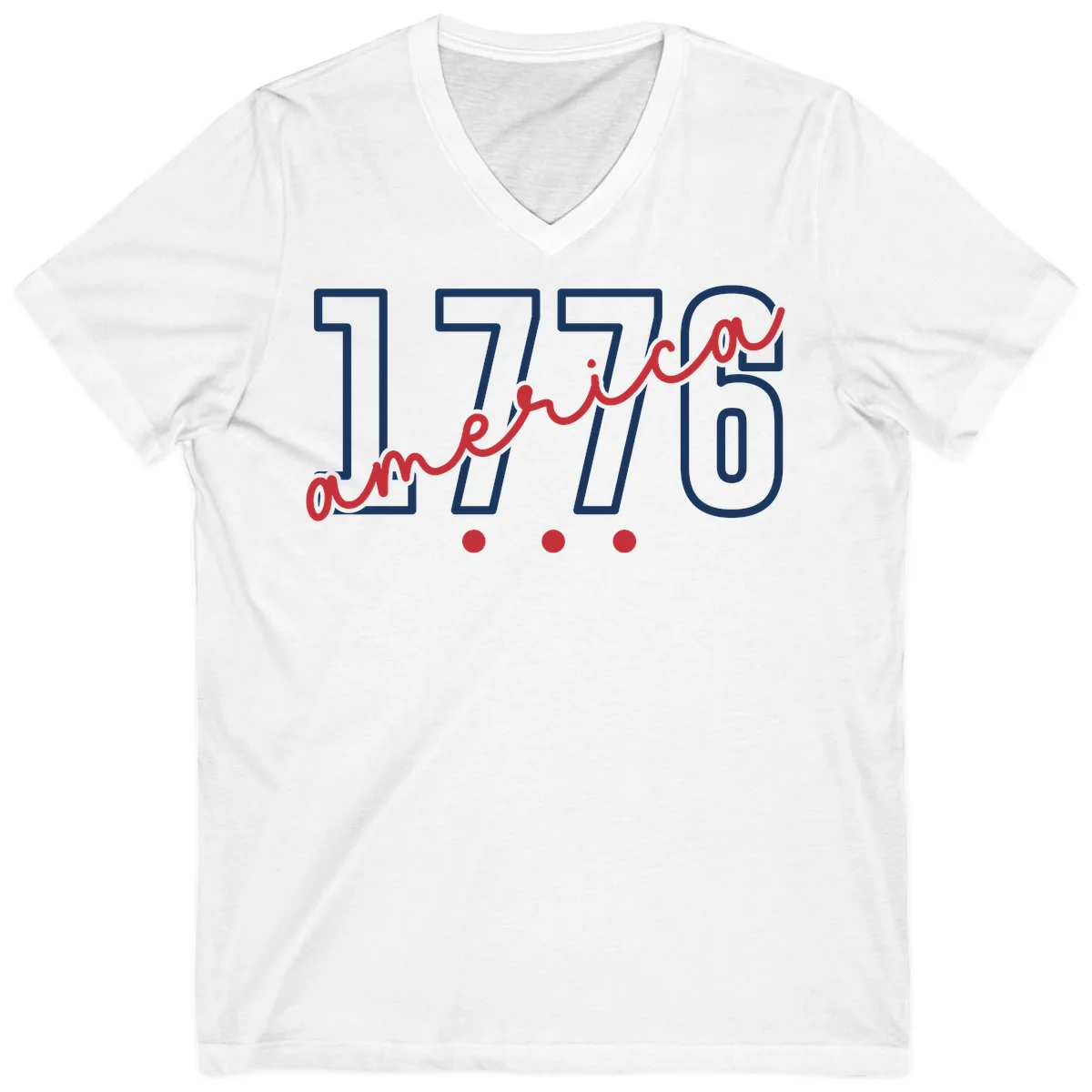 America Script V-Neck in White