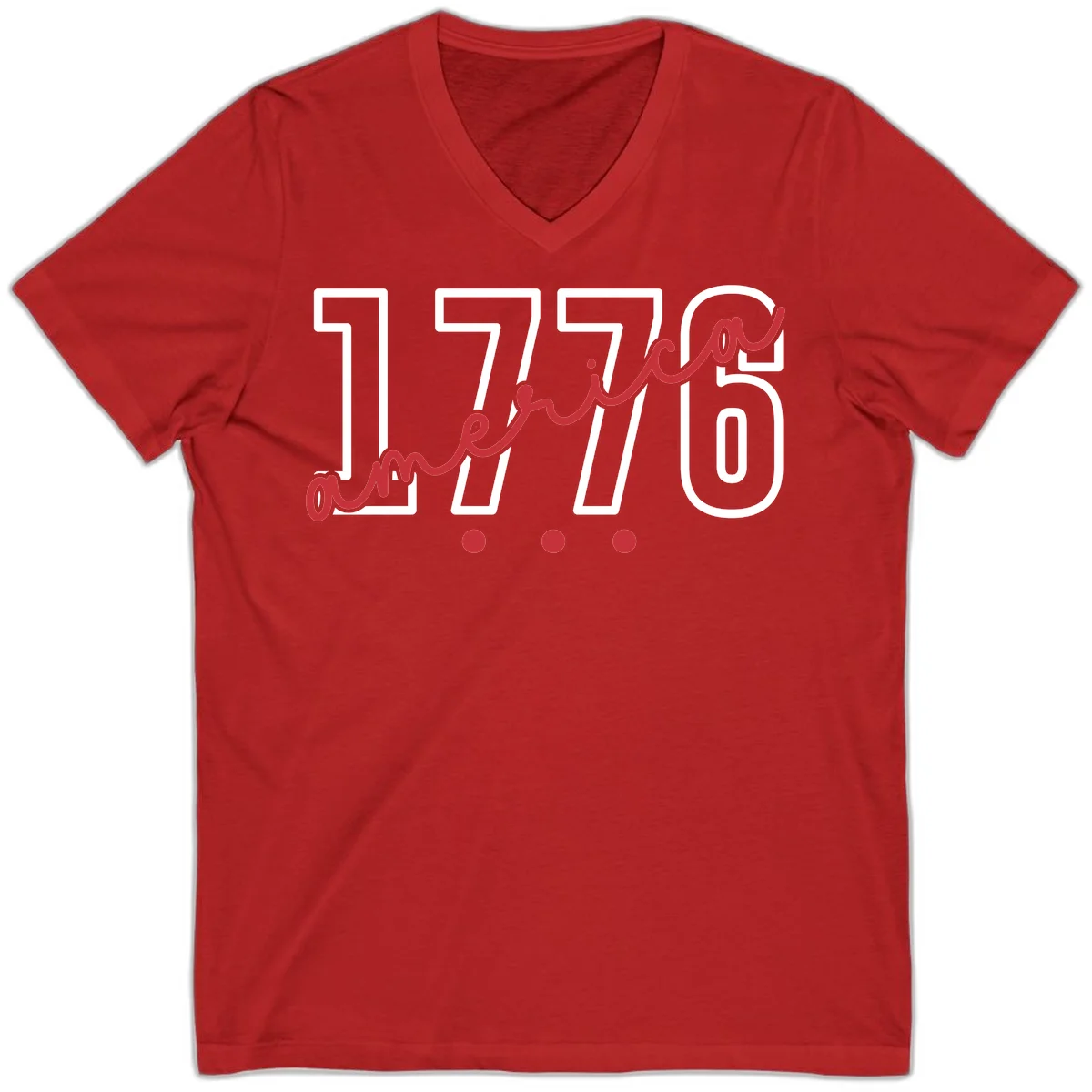 America Script V-Neck in Red