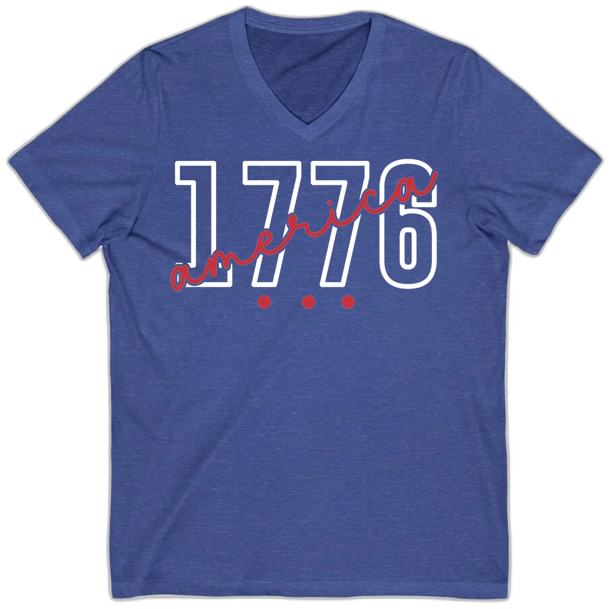 America Script V-Neck in Heather True Royal