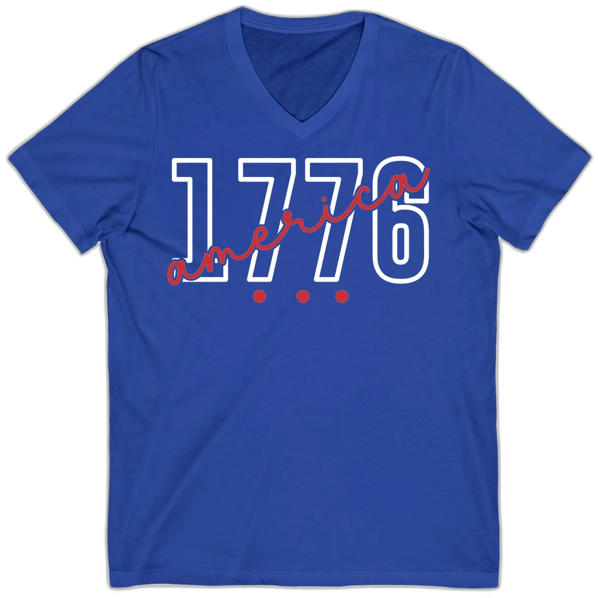 America Script V-Neck in True Royal