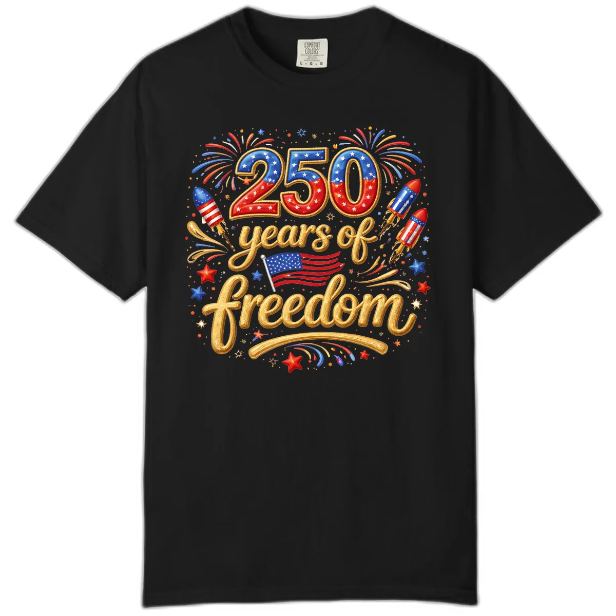 America 250th Anniversary Freedom Celebration Comfort Color in Black