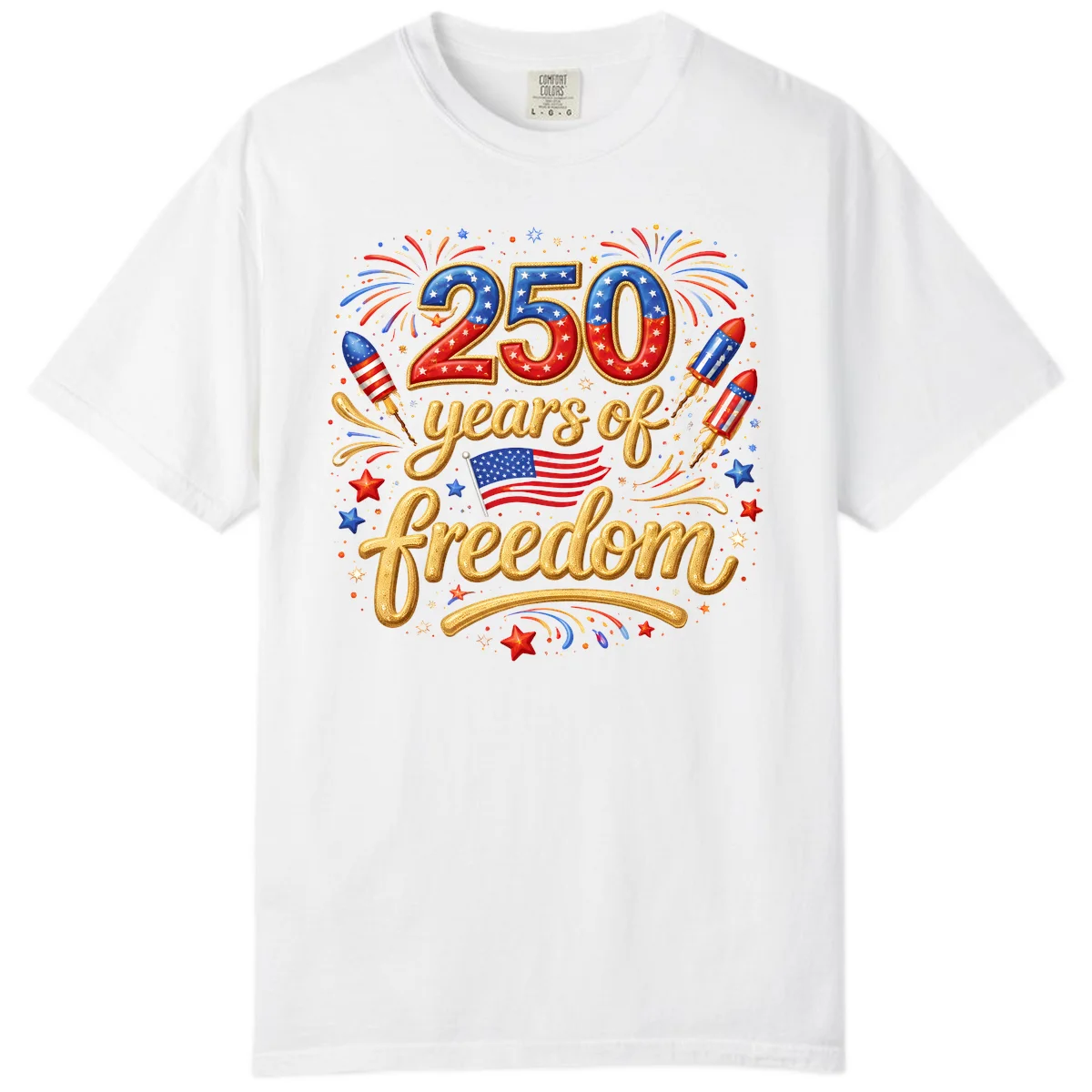 America 250th Anniversary Freedom Celebration Comfort Color in White