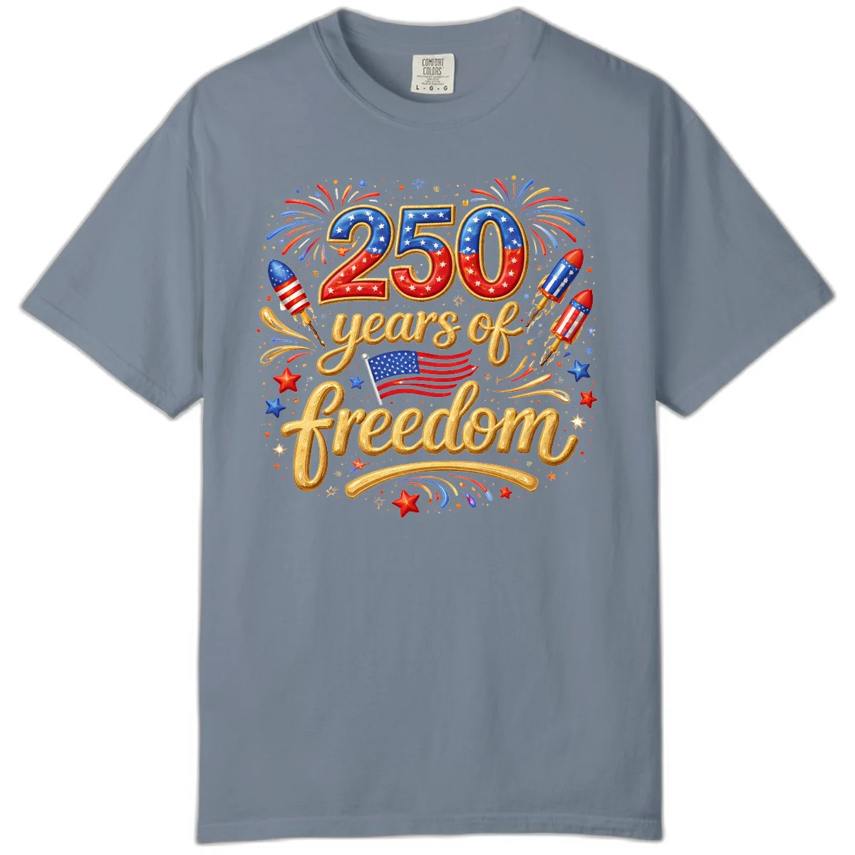 America 250th Anniversary Freedom Celebration Comfort Color in Blue Jean