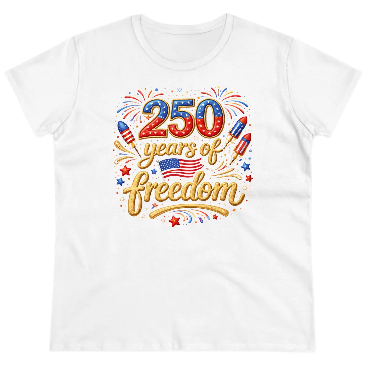 America 250th Anniversary Freedom Celebration Ladies Tee in White