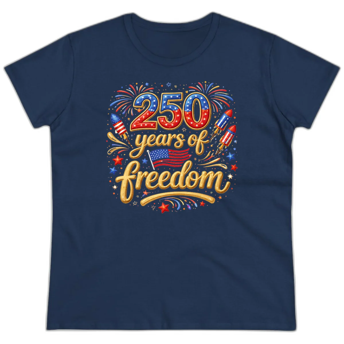 America 250th Anniversary Freedom Celebration Ladies Tee in Navy