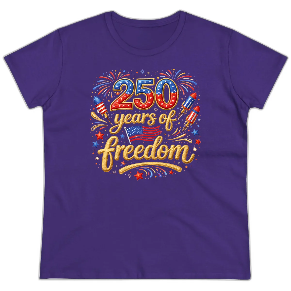 America 250th Anniversary Freedom Celebration Ladies Tee in Purple