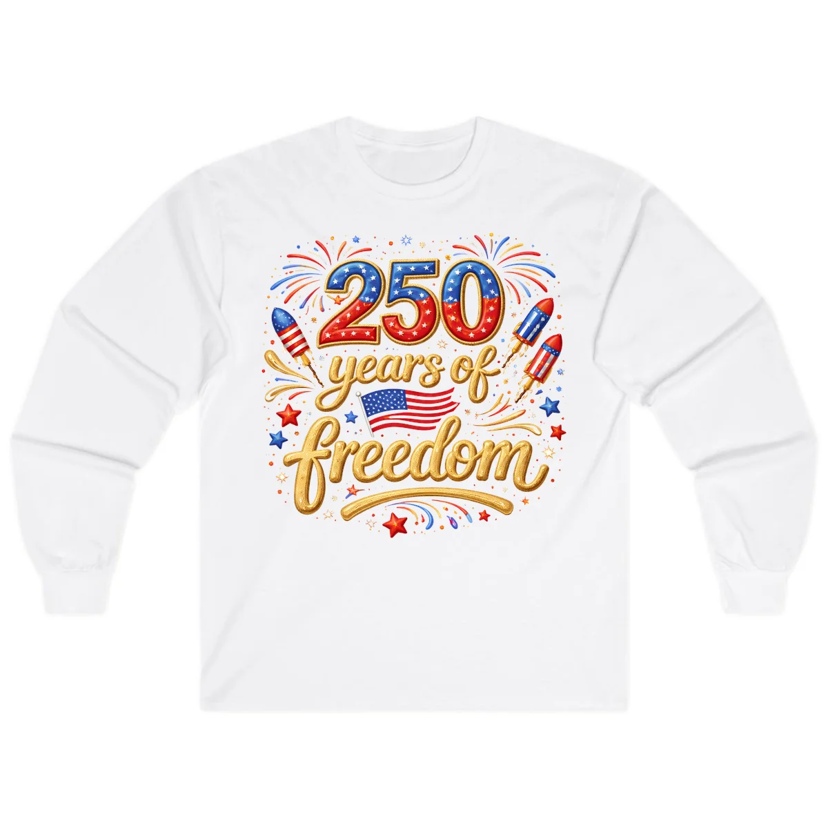 America 250th Anniversary Freedom Celebration Long Sleeve in White