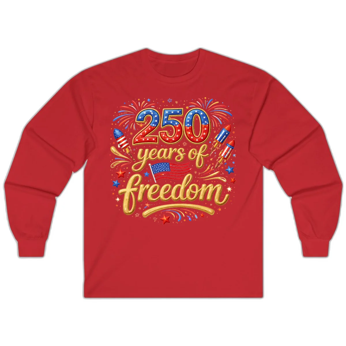America 250th Anniversary Freedom Celebration Long Sleeve in Red