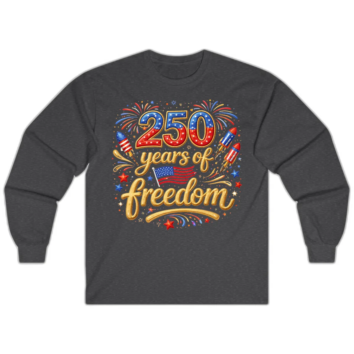 America 250th Anniversary Freedom Celebration Long Sleeve in Dark Heather