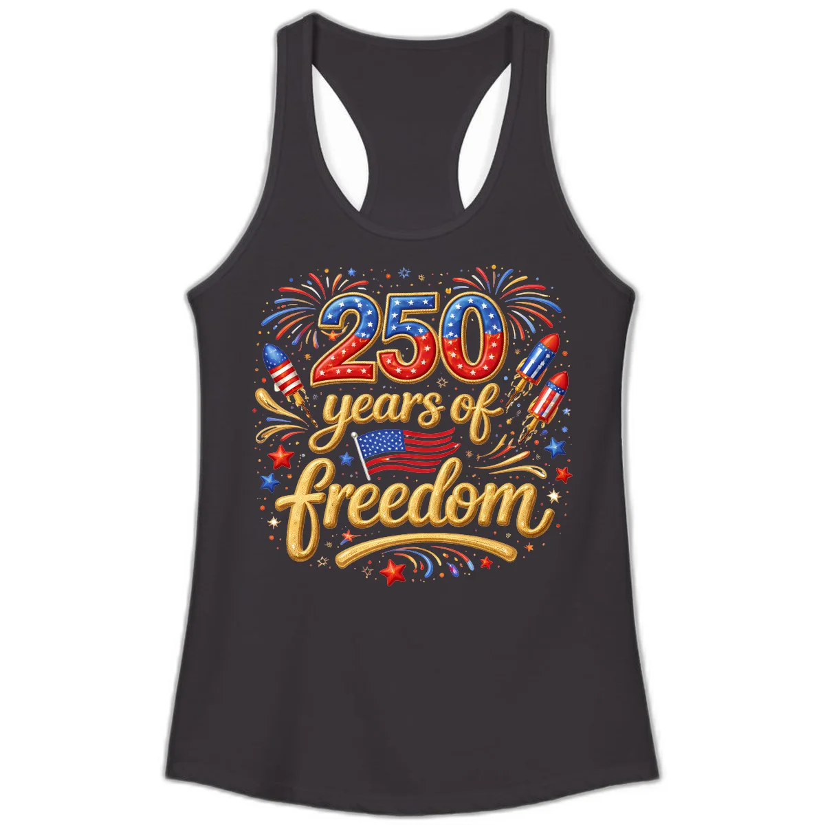 America 250th Anniversary Freedom Celebration Ladies Tank in Black