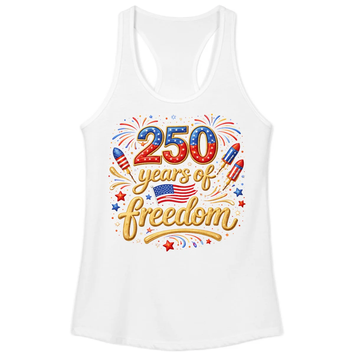 America 250th Anniversary Freedom Celebration Ladies Tank in White
