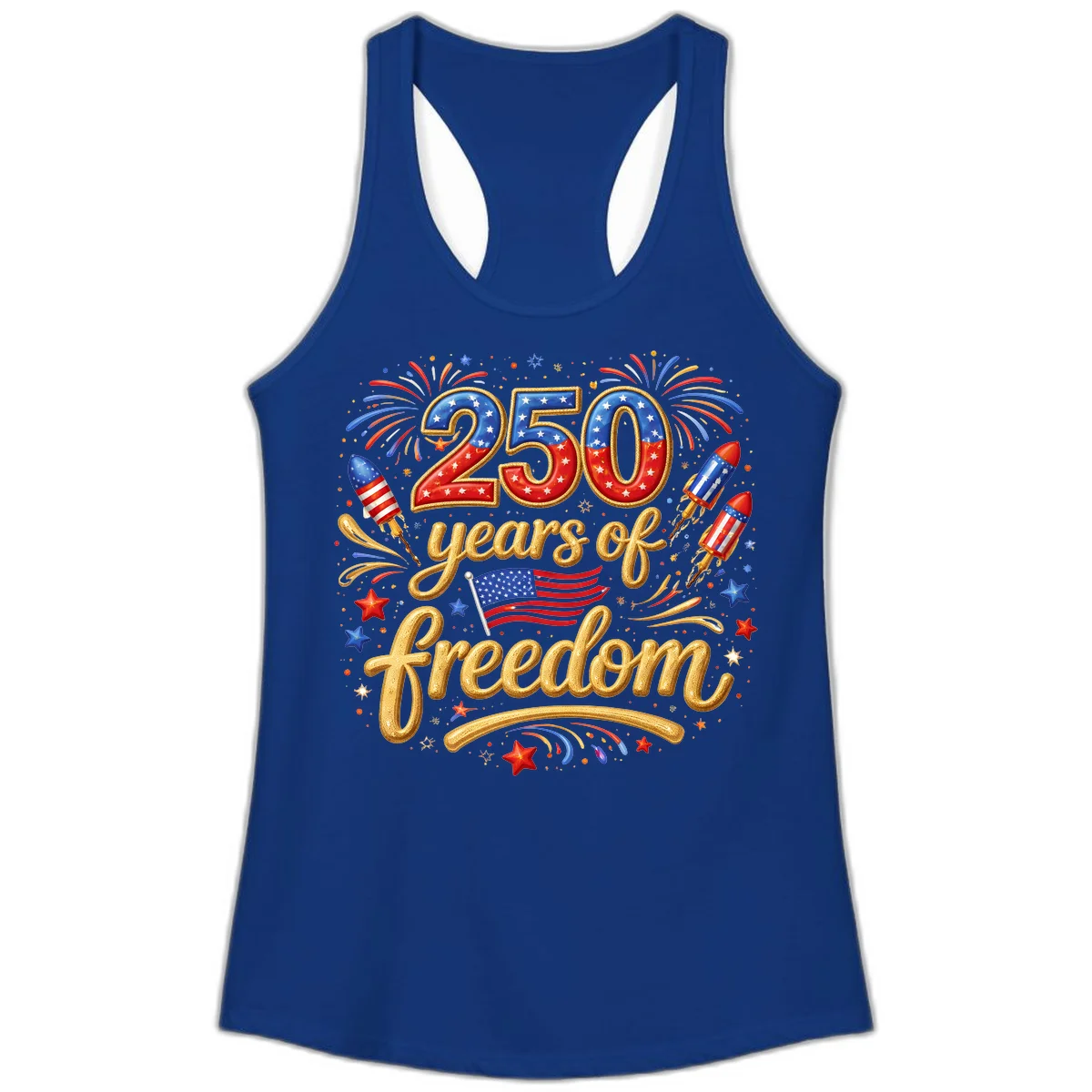 America 250th Anniversary Freedom Celebration Ladies Tank in Solid Royal