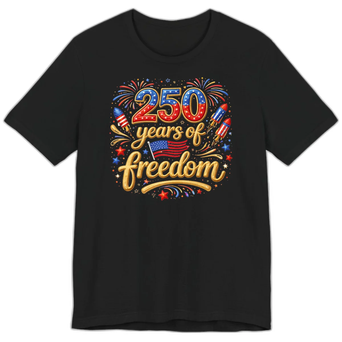 America 250th Anniversary Freedom Celebration Premium T-Shirt in Black
