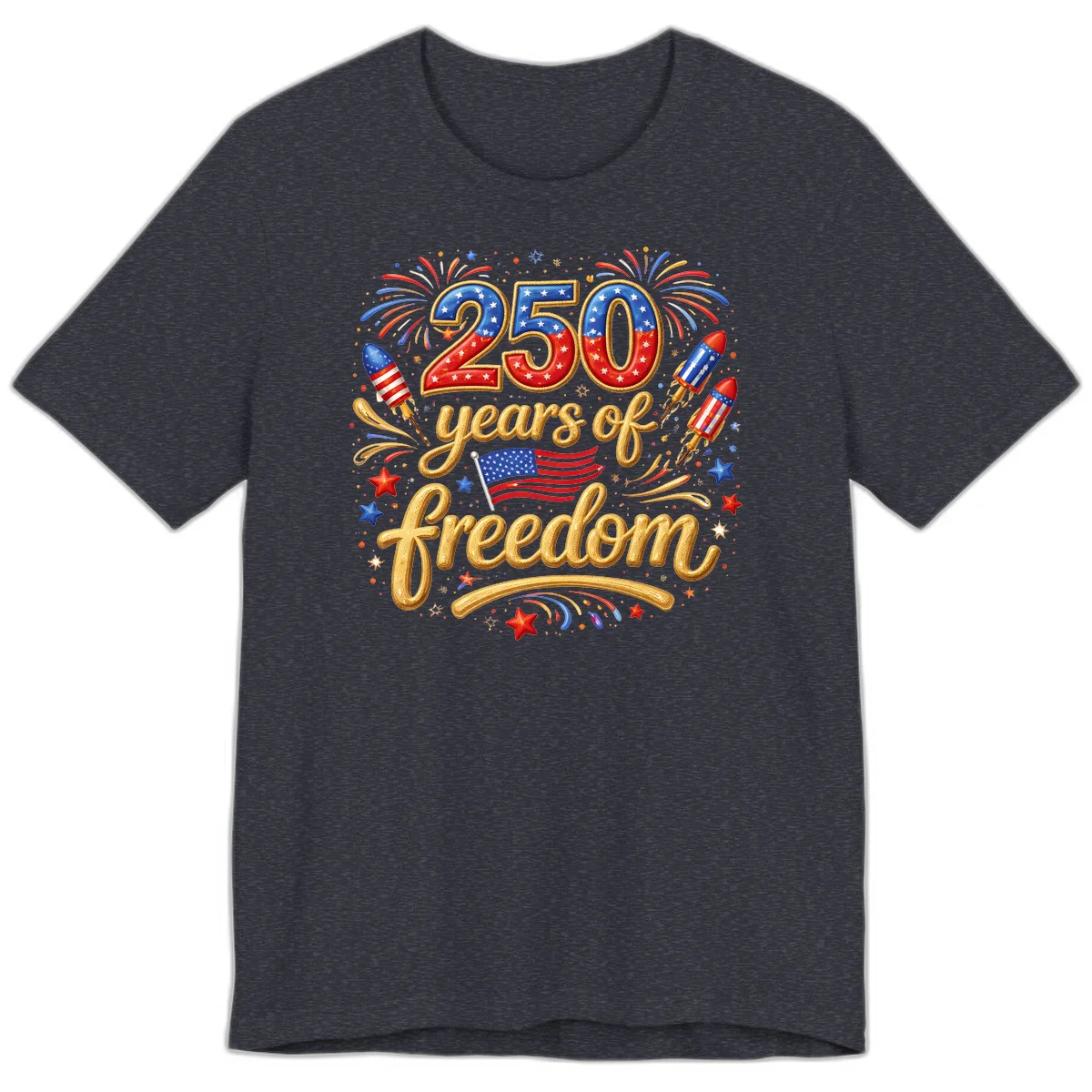 America 250th Anniversary Freedom Celebration Premium T-Shirt in Heather Navy