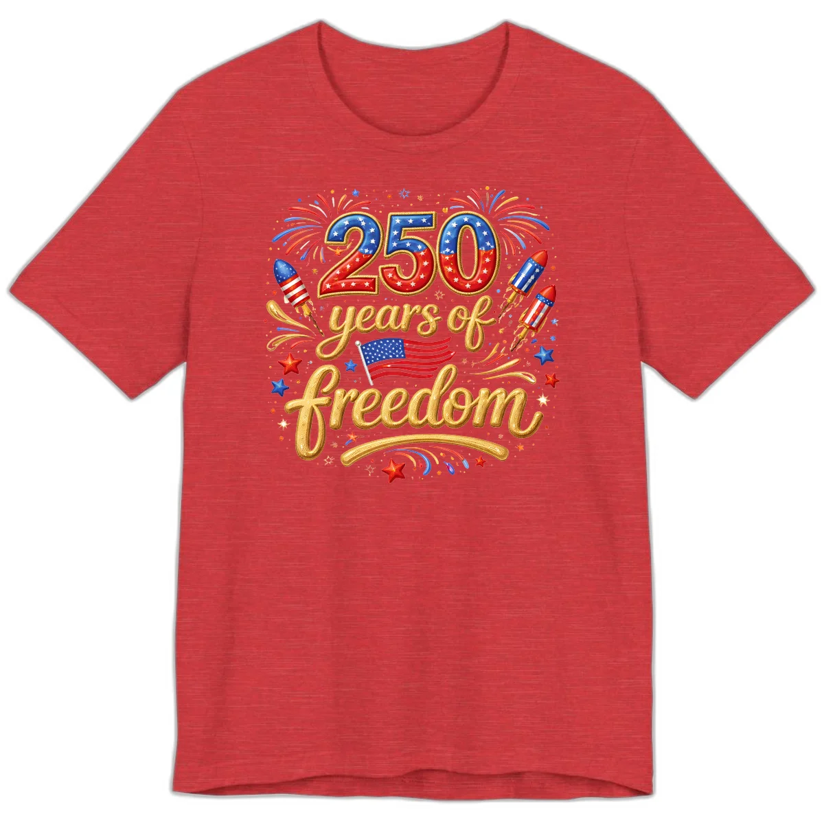 America 250th Anniversary Freedom Celebration Premium T-Shirt in Heather Red