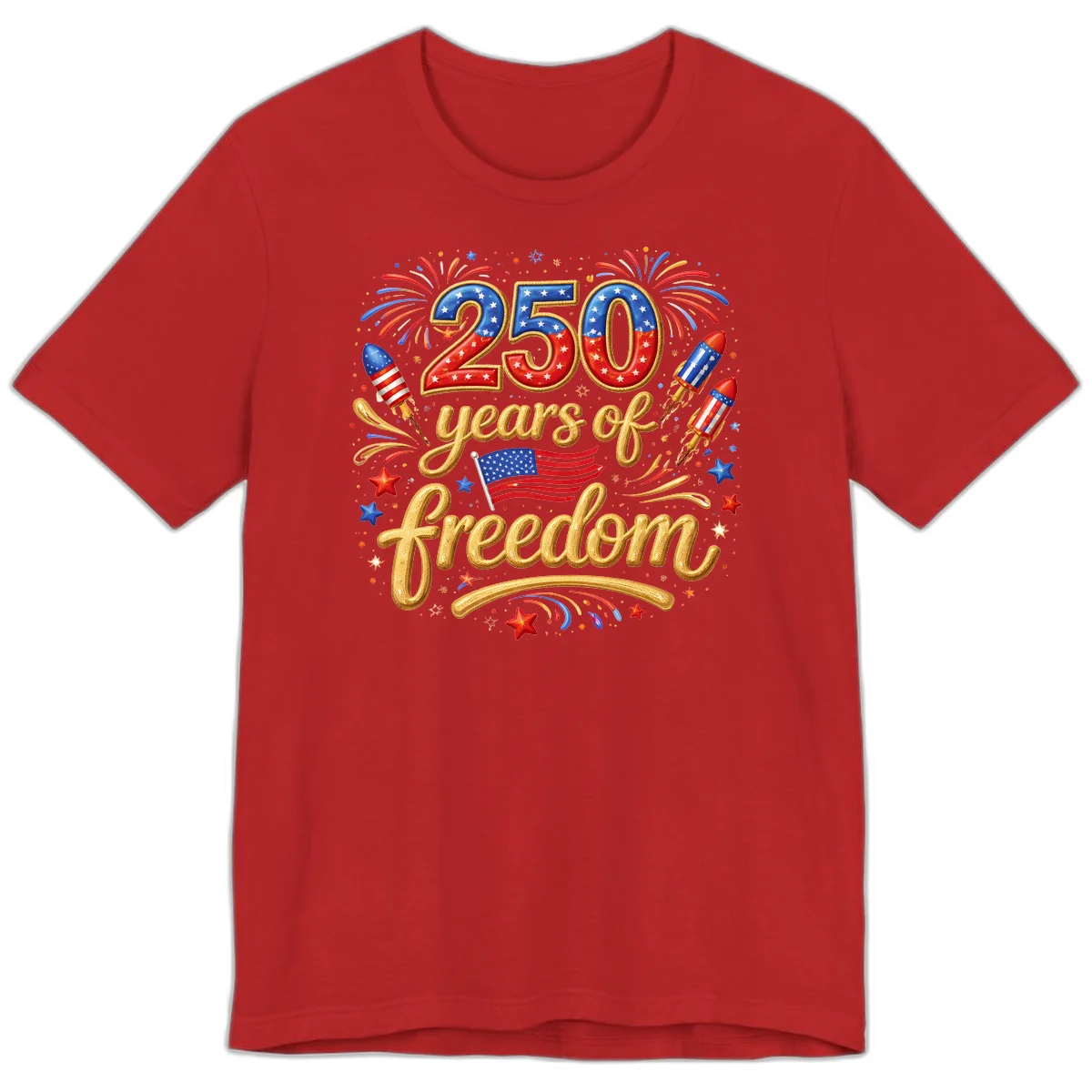America 250th Anniversary Freedom Celebration Premium T-Shirt in Red