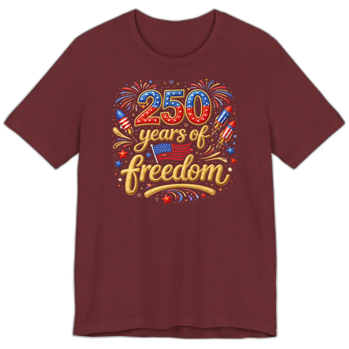 America 250th Anniversary Freedom Celebration Premium T-Shirt in Heather Cardinal