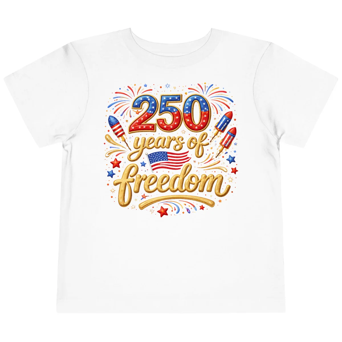 America 250th Anniversary Freedom Celebration Toddler T-Shirt in White