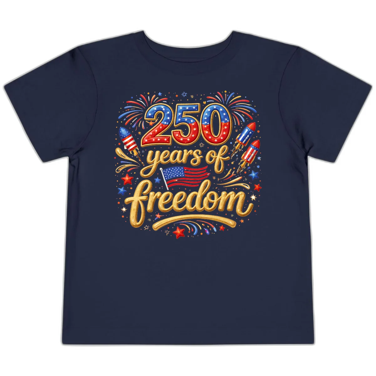 America 250th Anniversary Freedom Celebration Toddler T-Shirt in Navy