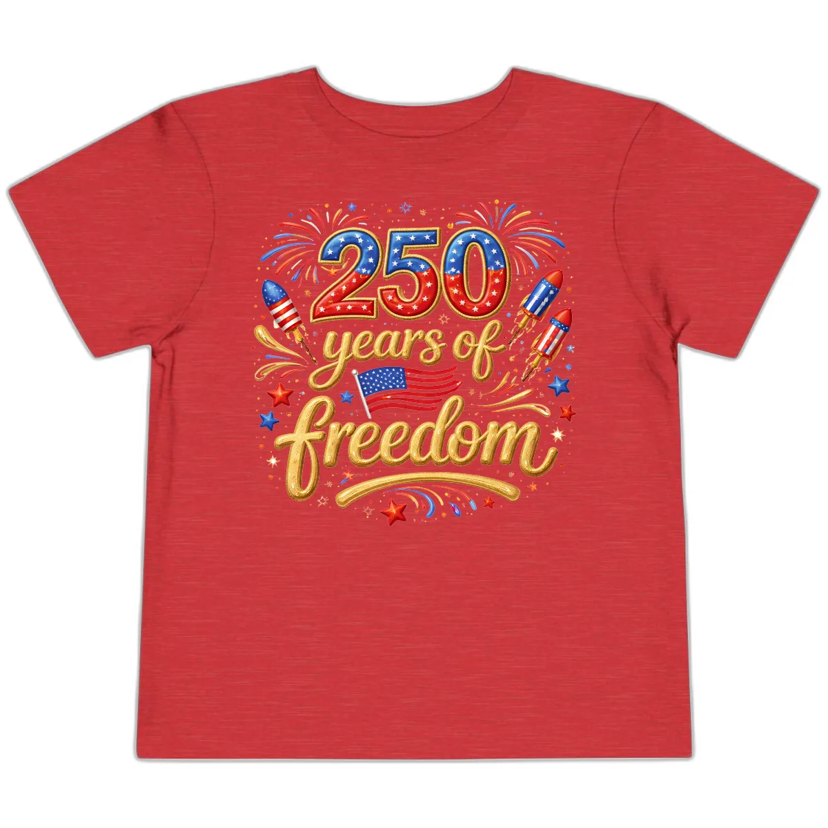 America 250th Anniversary Freedom Celebration Toddler T-Shirt in Heather Red