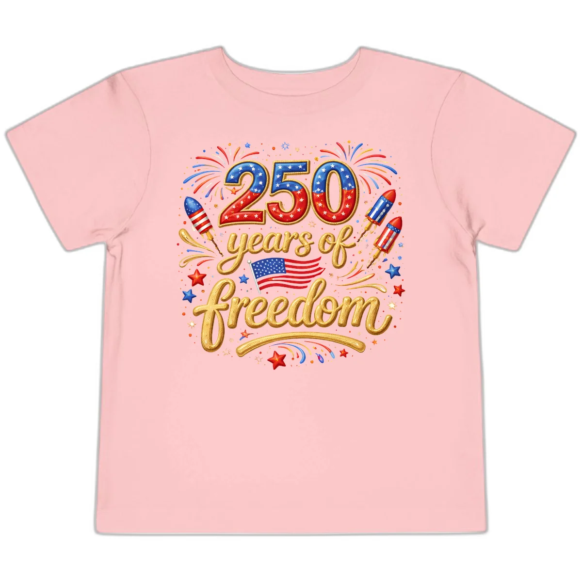 America 250th Anniversary Freedom Celebration Toddler T-Shirt in Pink