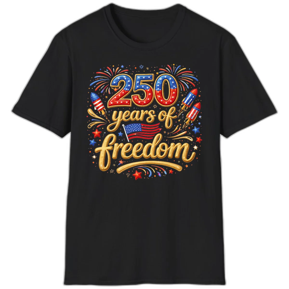 America 250th Anniversary Freedom Celebration T-Shirt in Black