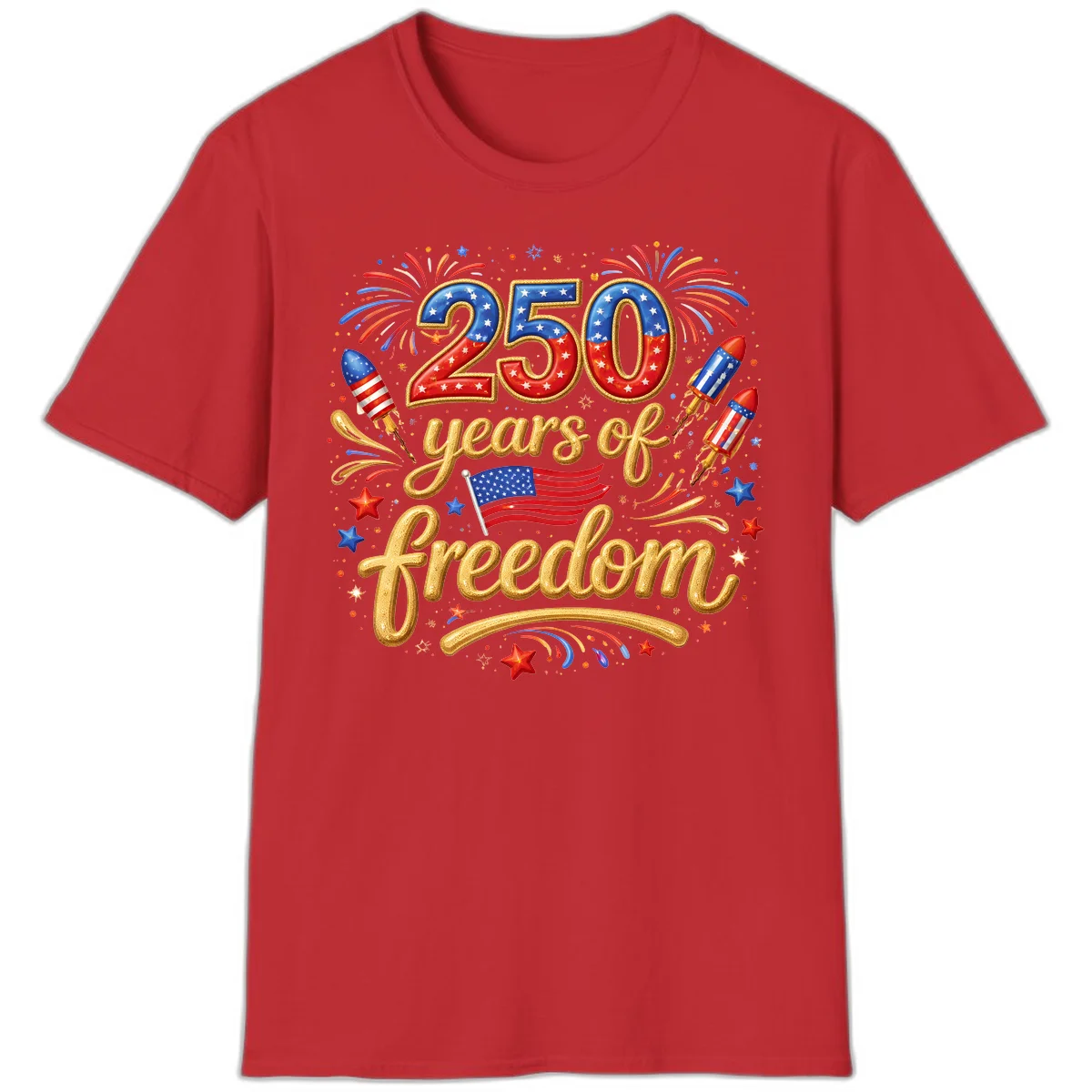 America 250th Anniversary Freedom Celebration T-Shirt in Red