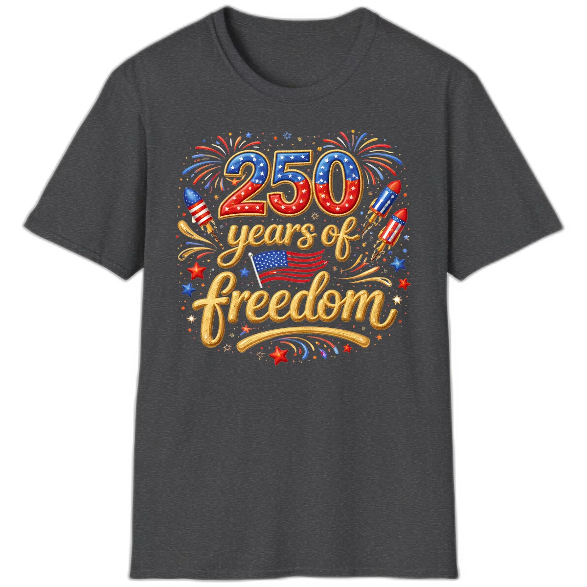 America 250th Anniversary Freedom Celebration T-Shirt in Dark Heather