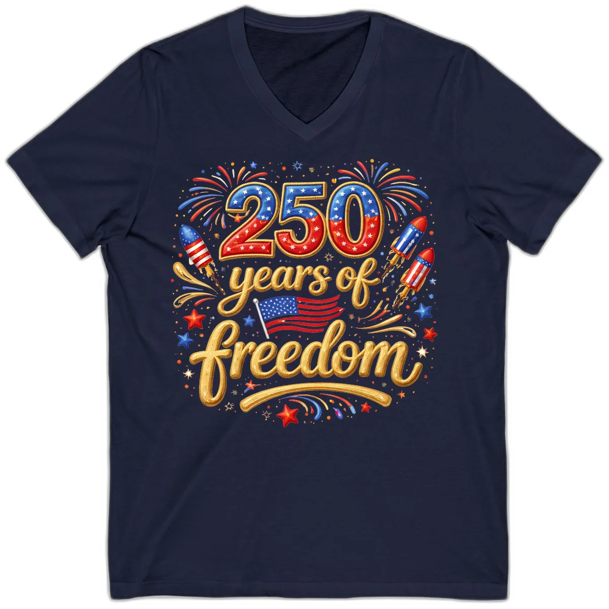 America 250th Anniversary Freedom Celebration V-Neck in Navy