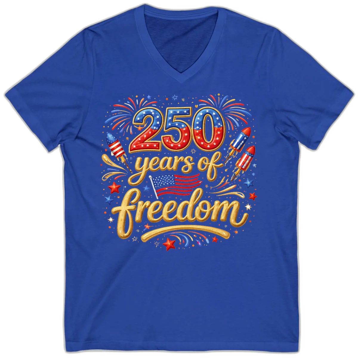 America 250th Anniversary Freedom Celebration V-Neck in True Royal