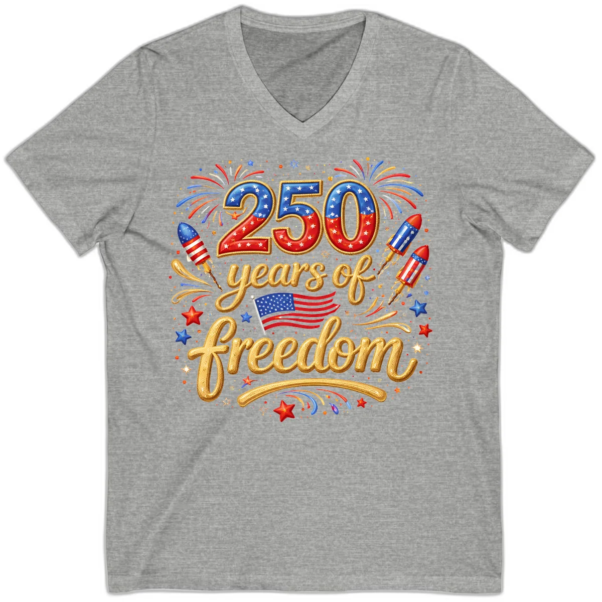 America 250th Anniversary Freedom Celebration V-Neck in Athletic Heather
