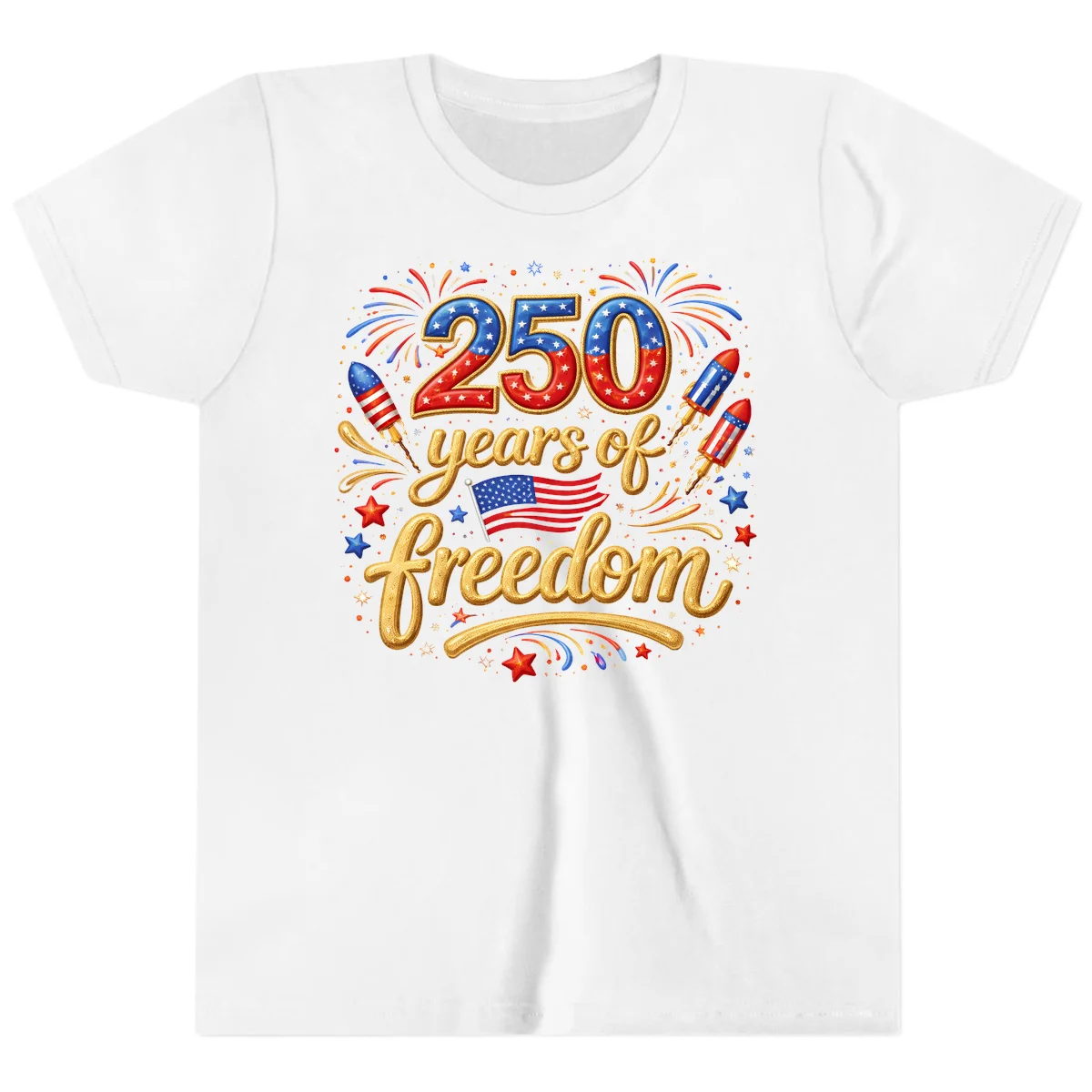 America 250th Anniversary Freedom Celebration Youth T-Shirt in White