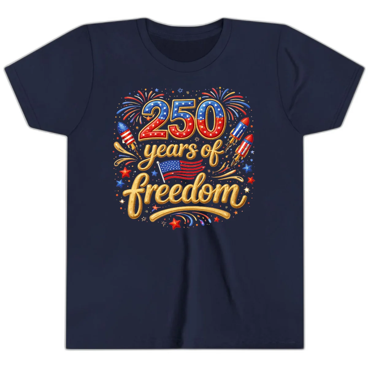 America 250th Anniversary Freedom Celebration Youth T-Shirt in Navy
