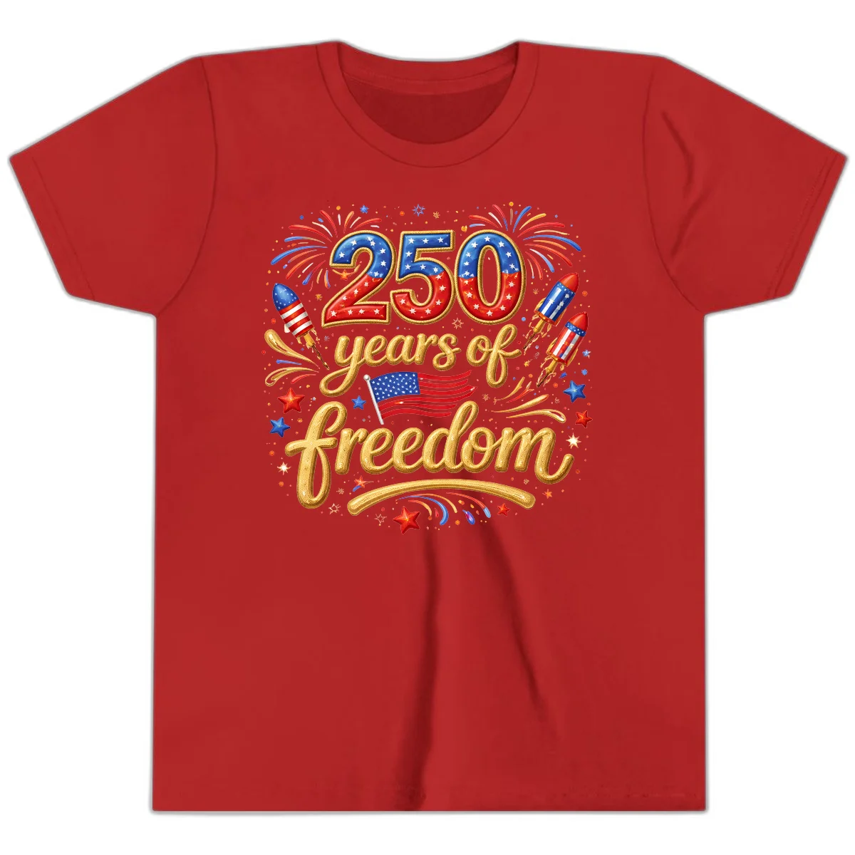 America 250th Anniversary Freedom Celebration Youth T-Shirt in Red