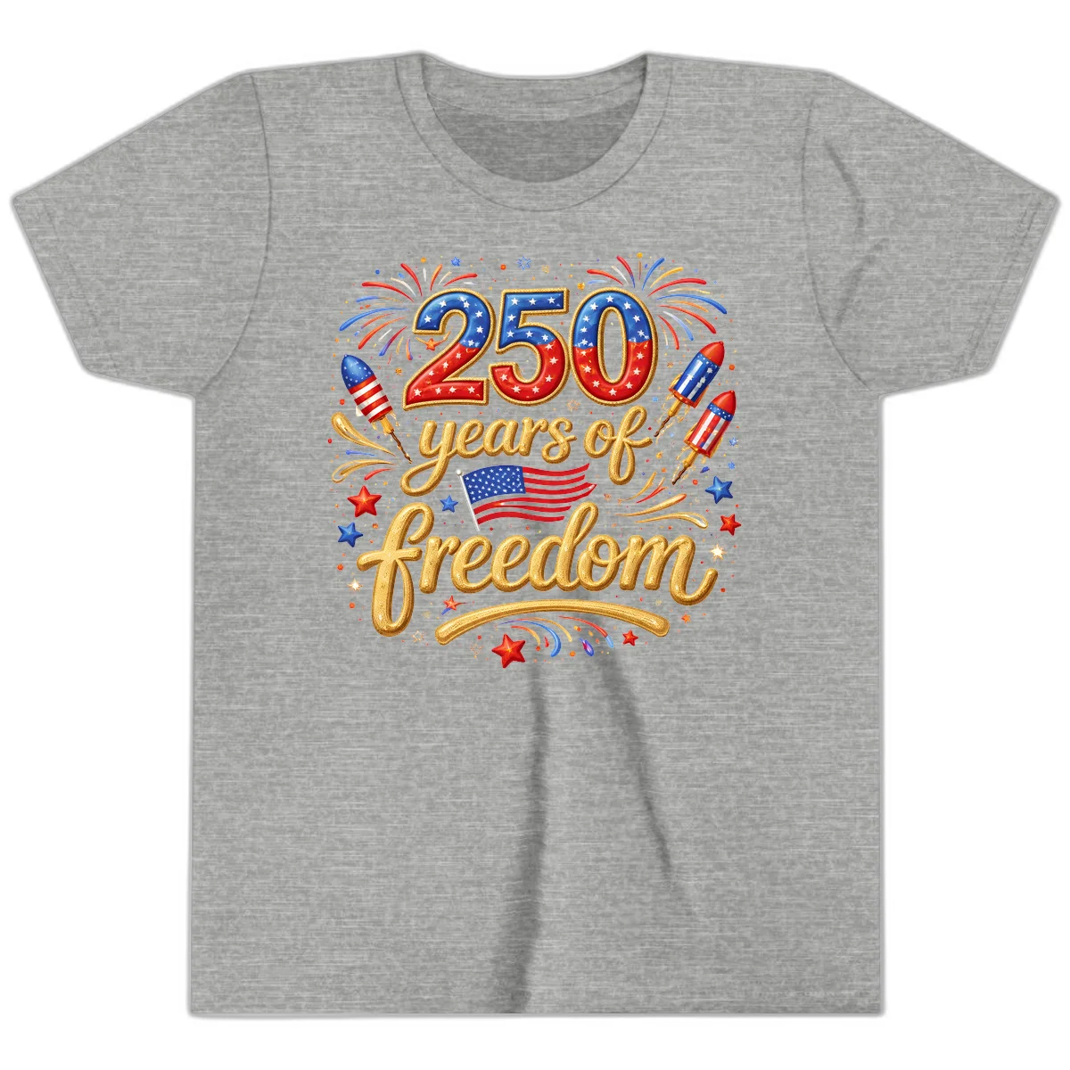 America 250th Anniversary Freedom Celebration Youth T-Shirt in Athletic Heather