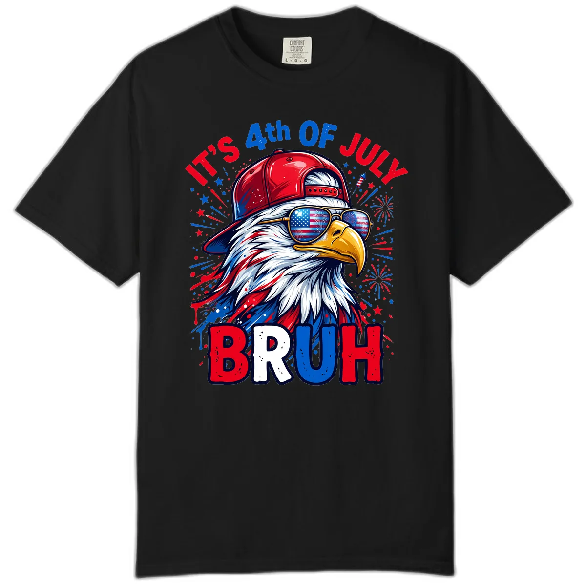 Patriotic Fourth Of July Bruh Eagle Design Comfort Color in Black