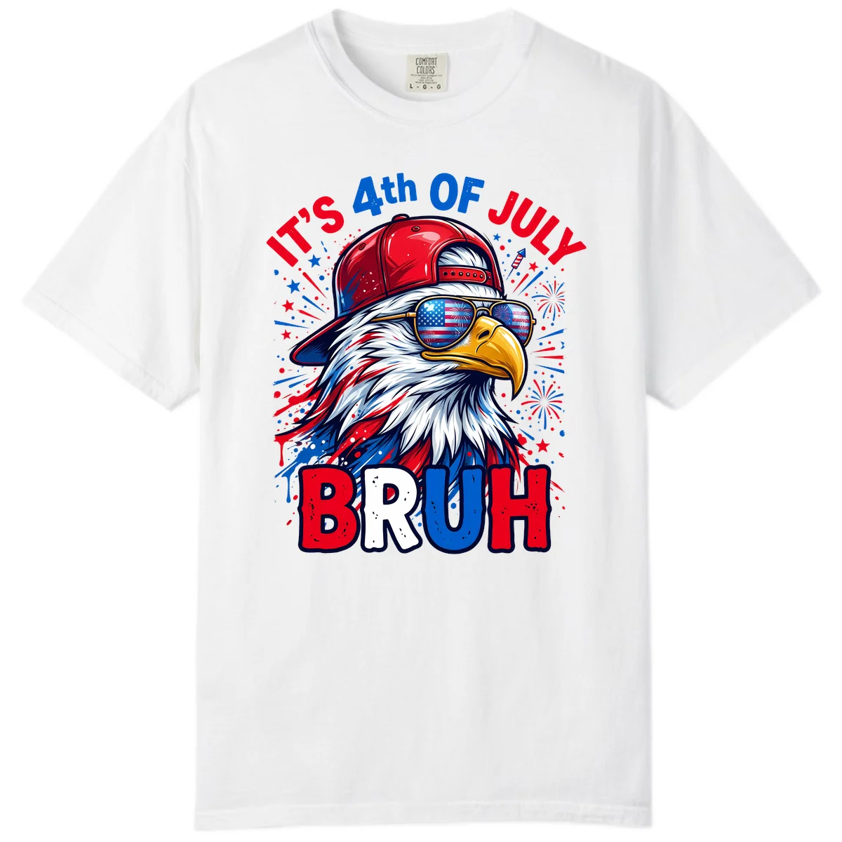 Patriotic Fourth Of July Bruh Eagle Comfort Color in White