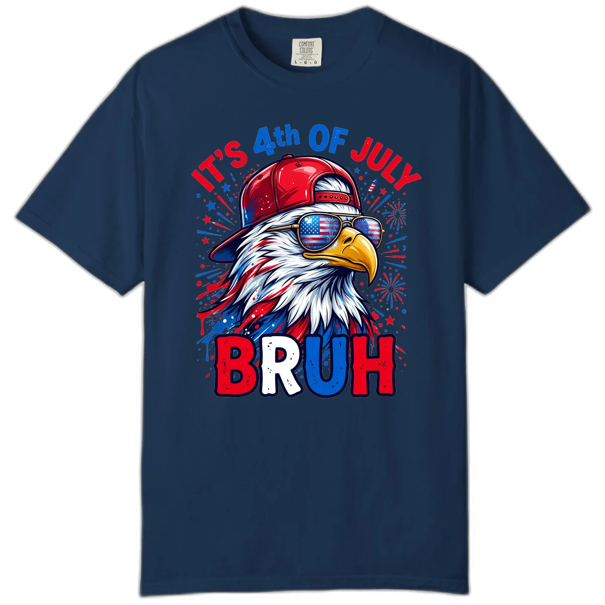 Patriotic Fourth Of July Bruh Eagle Comfort Color in Navy