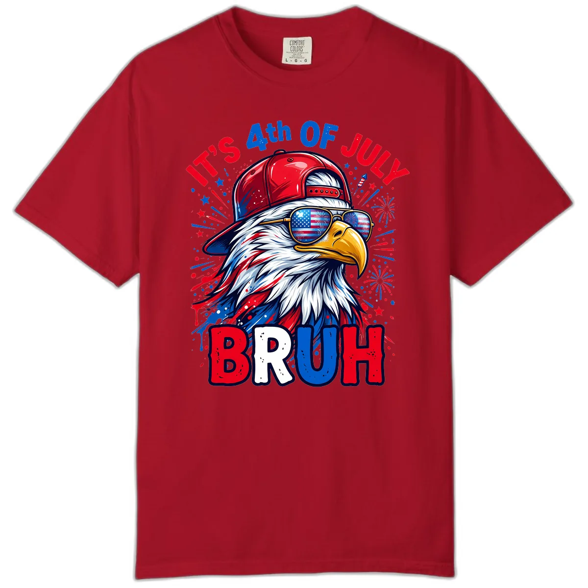Patriotic Fourth Of July Bruh Eagle Design Comfort Color in Red