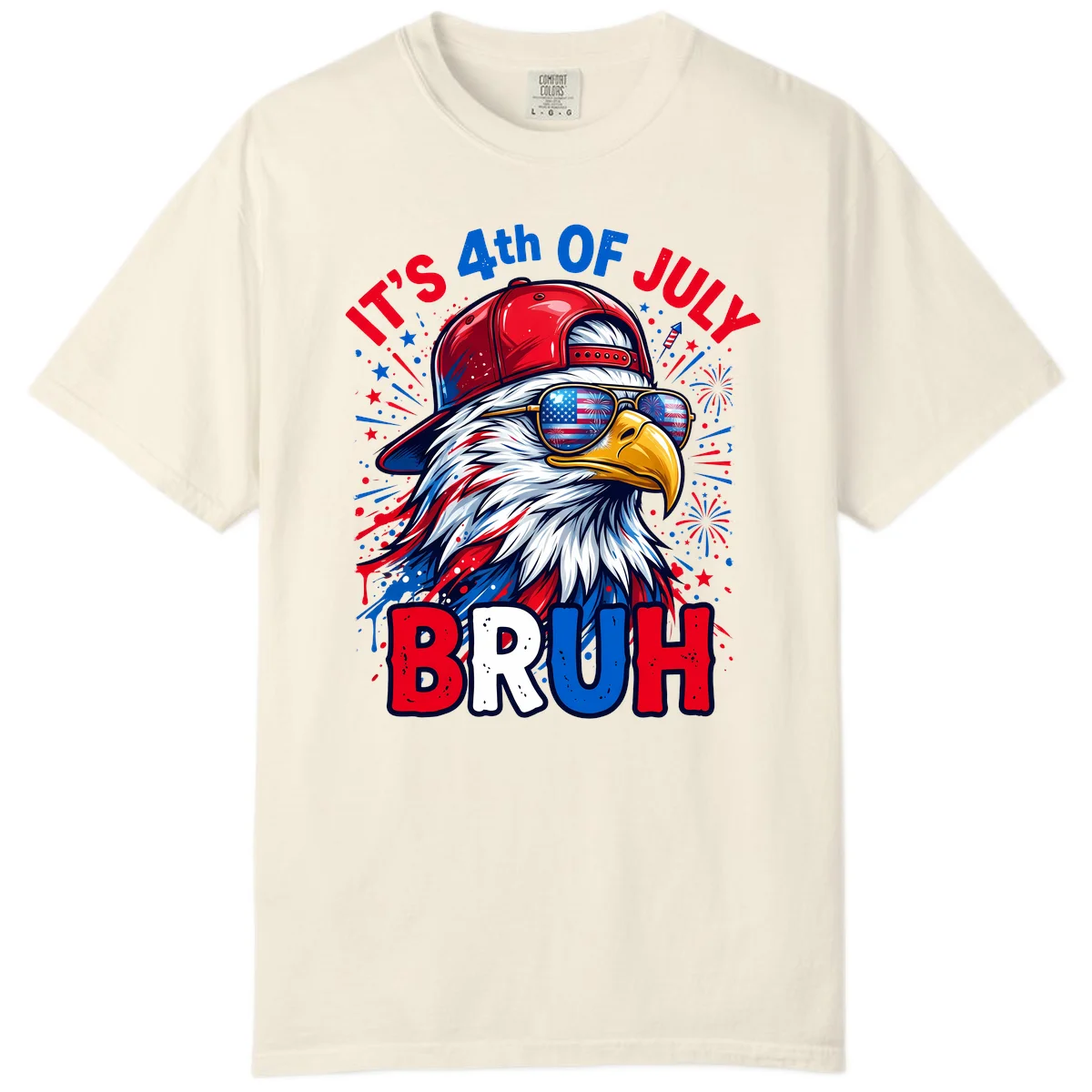 Patriotic Fourth Of July Bruh Eagle Comfort Color in Ivory