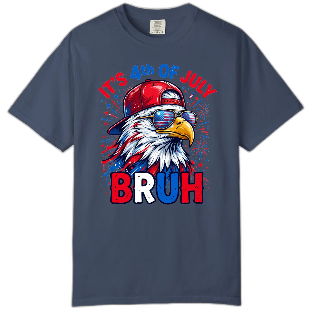Patriotic Fourth Of July Bruh Eagle Comfort Color in Midnight