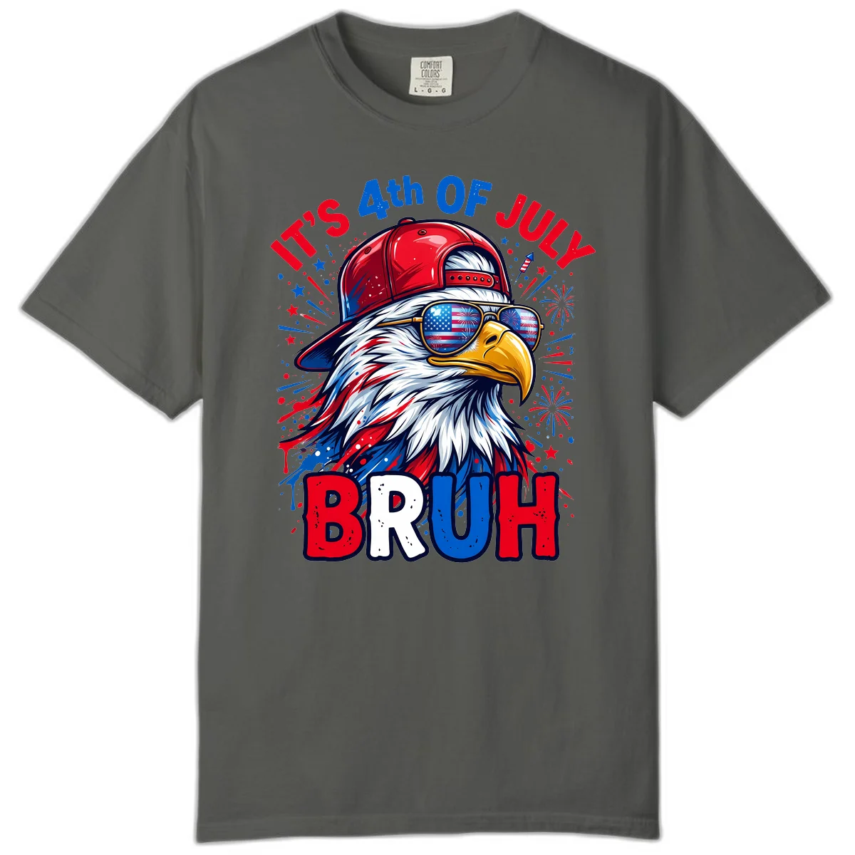 Patriotic Fourth Of July Bruh Eagle Comfort Color in Pepper