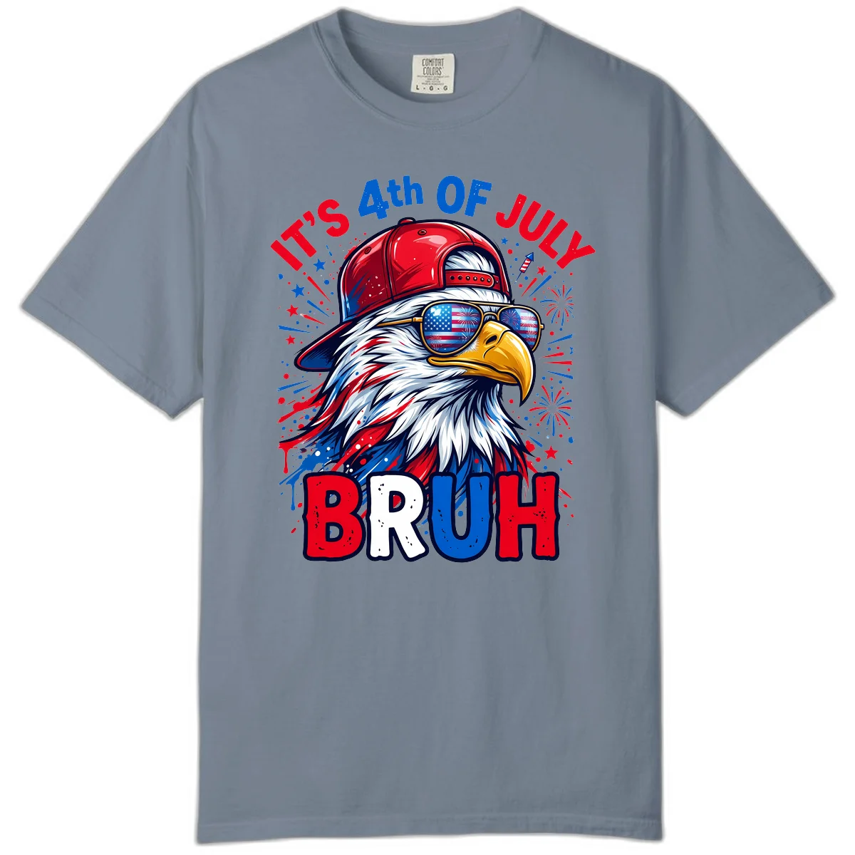 Patriotic Fourth Of July Bruh Eagle Comfort Color in Blue Jean