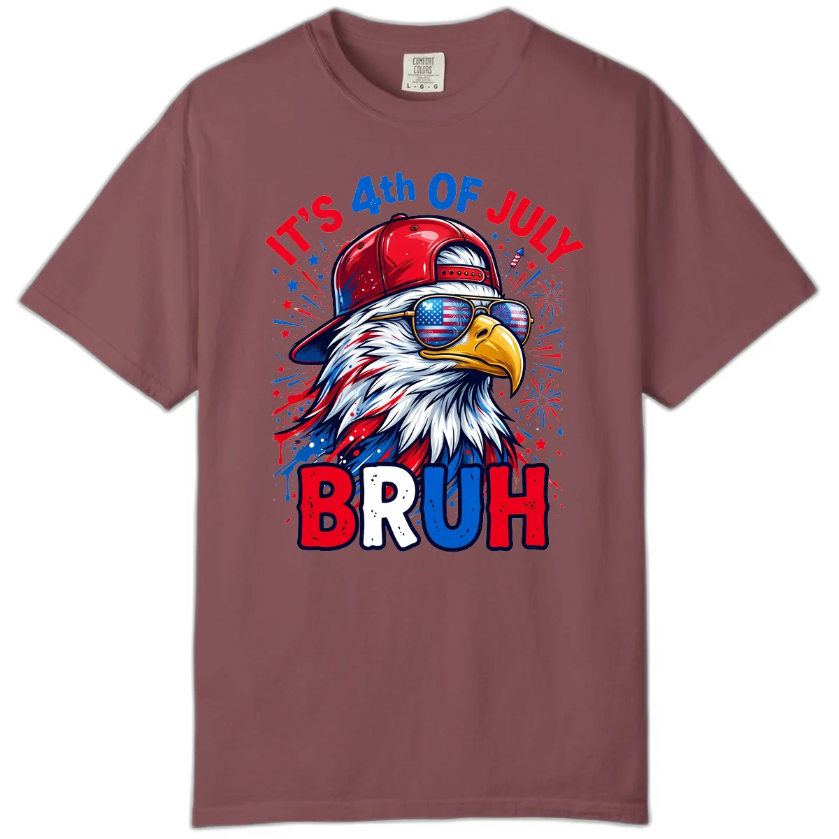 Patriotic Fourth Of July Bruh Eagle Comfort Color in Brick