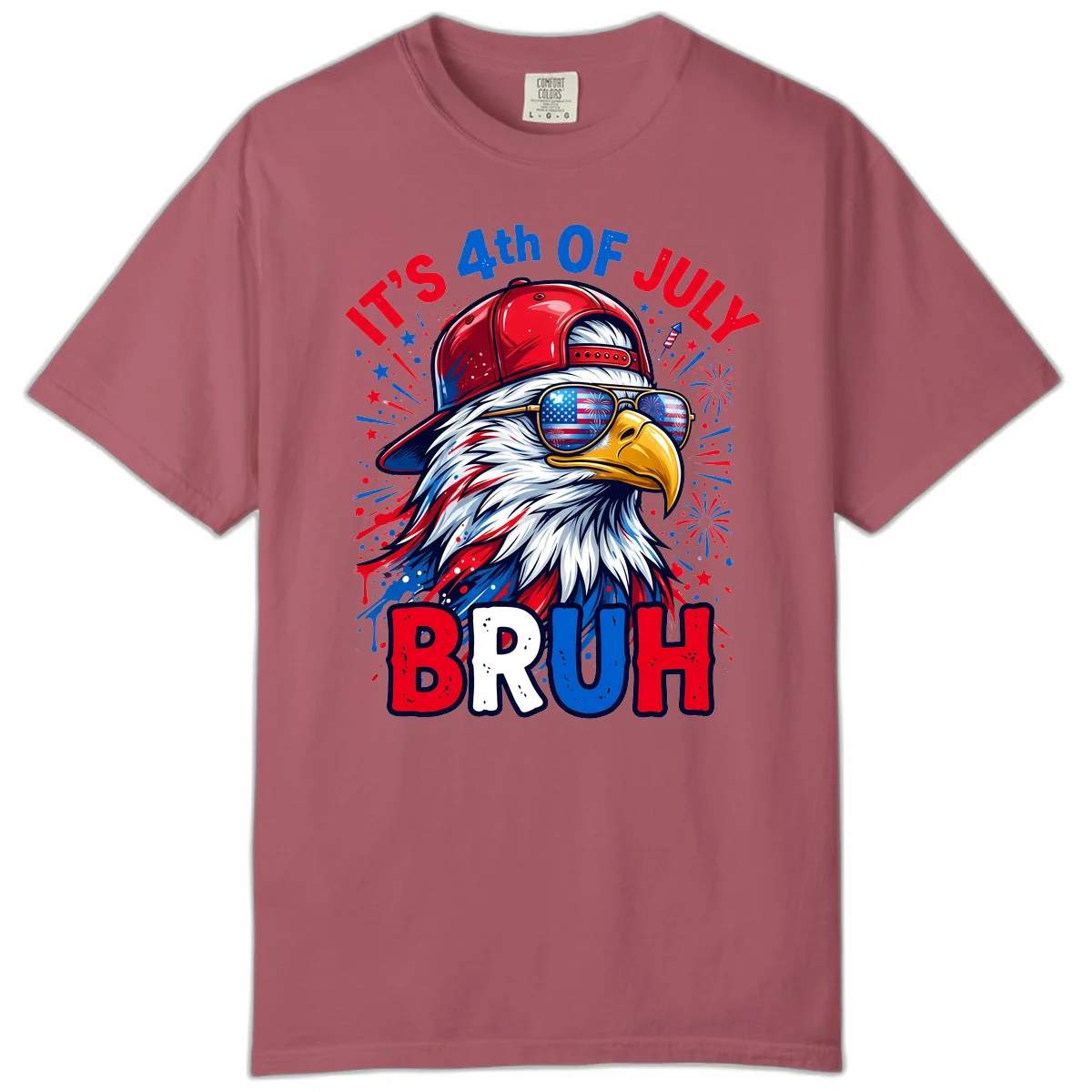 Patriotic Fourth Of July Bruh Eagle Comfort Color in Crimson