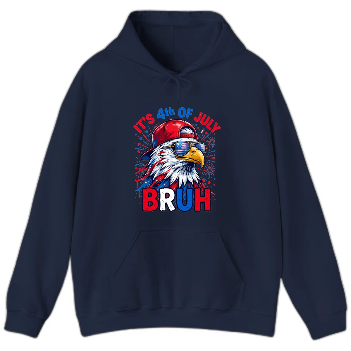 Patriotic Fourth Of July Bruh Eagle Hoodie in Navy