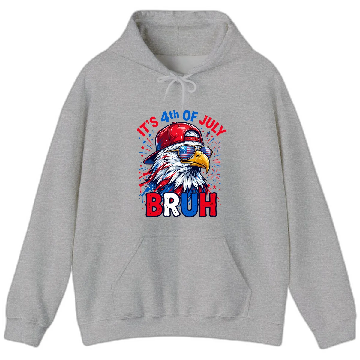Patriotic Fourth Of July Bruh Eagle Hoodie in Sport Grey