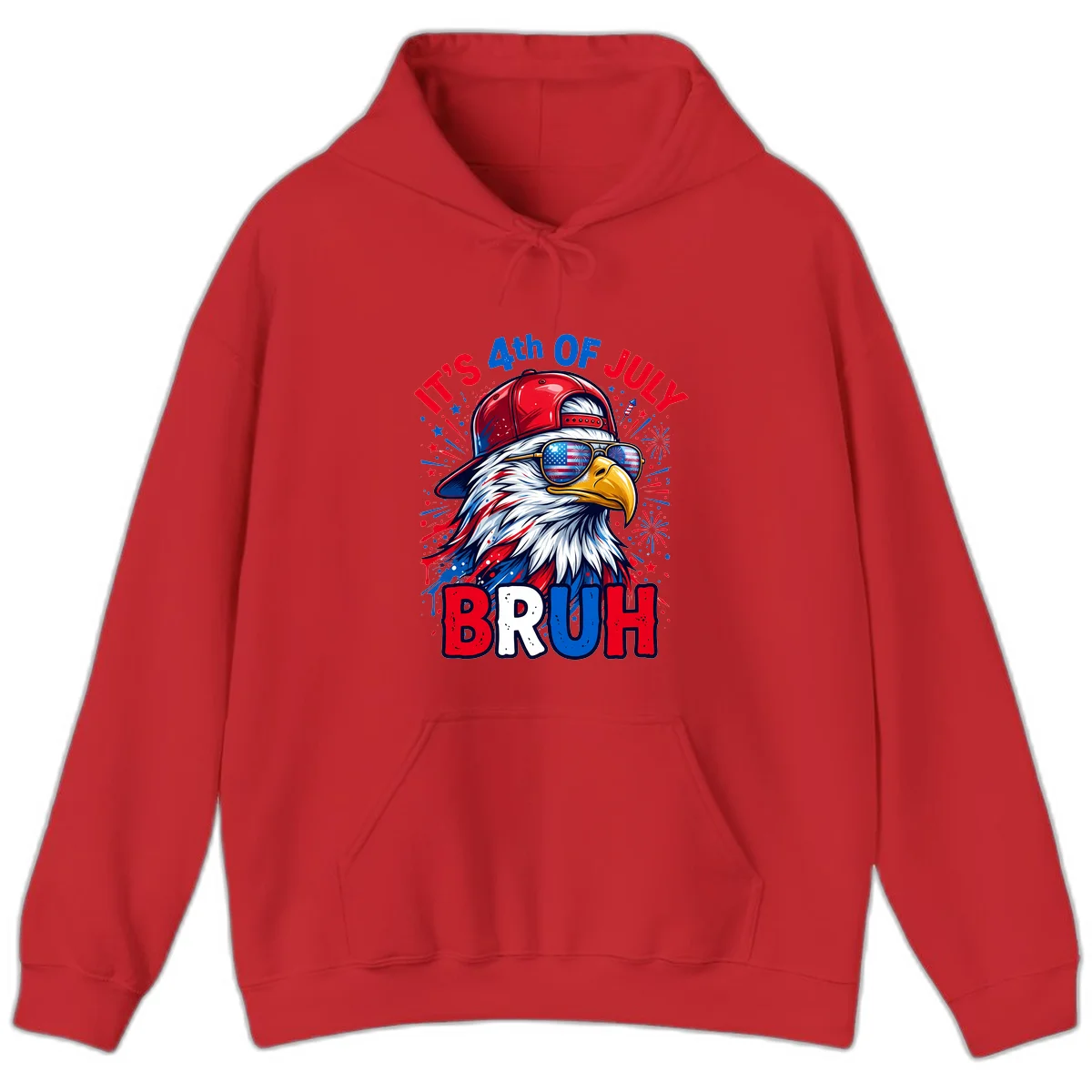 Patriotic Fourth Of July Bruh Eagle Hoodie in Red