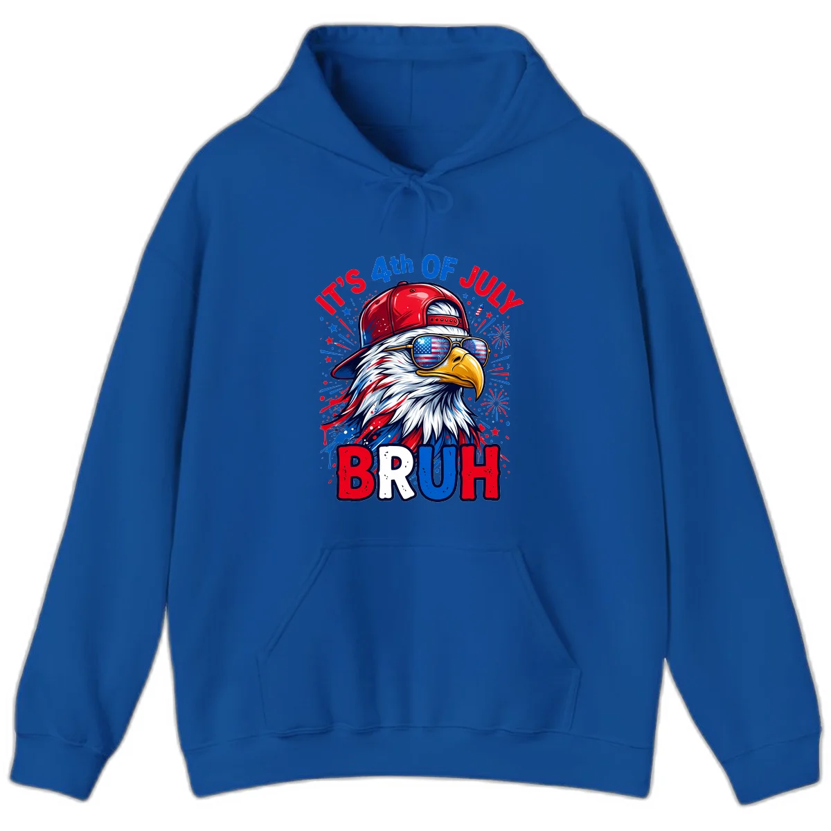 Patriotic Fourth Of July Bruh Eagle Hoodie in Royal