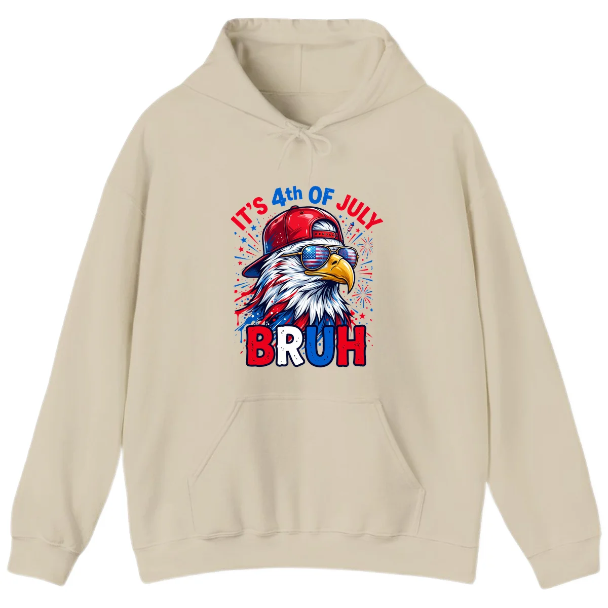 Patriotic Fourth Of July Bruh Eagle Hoodie in Sand